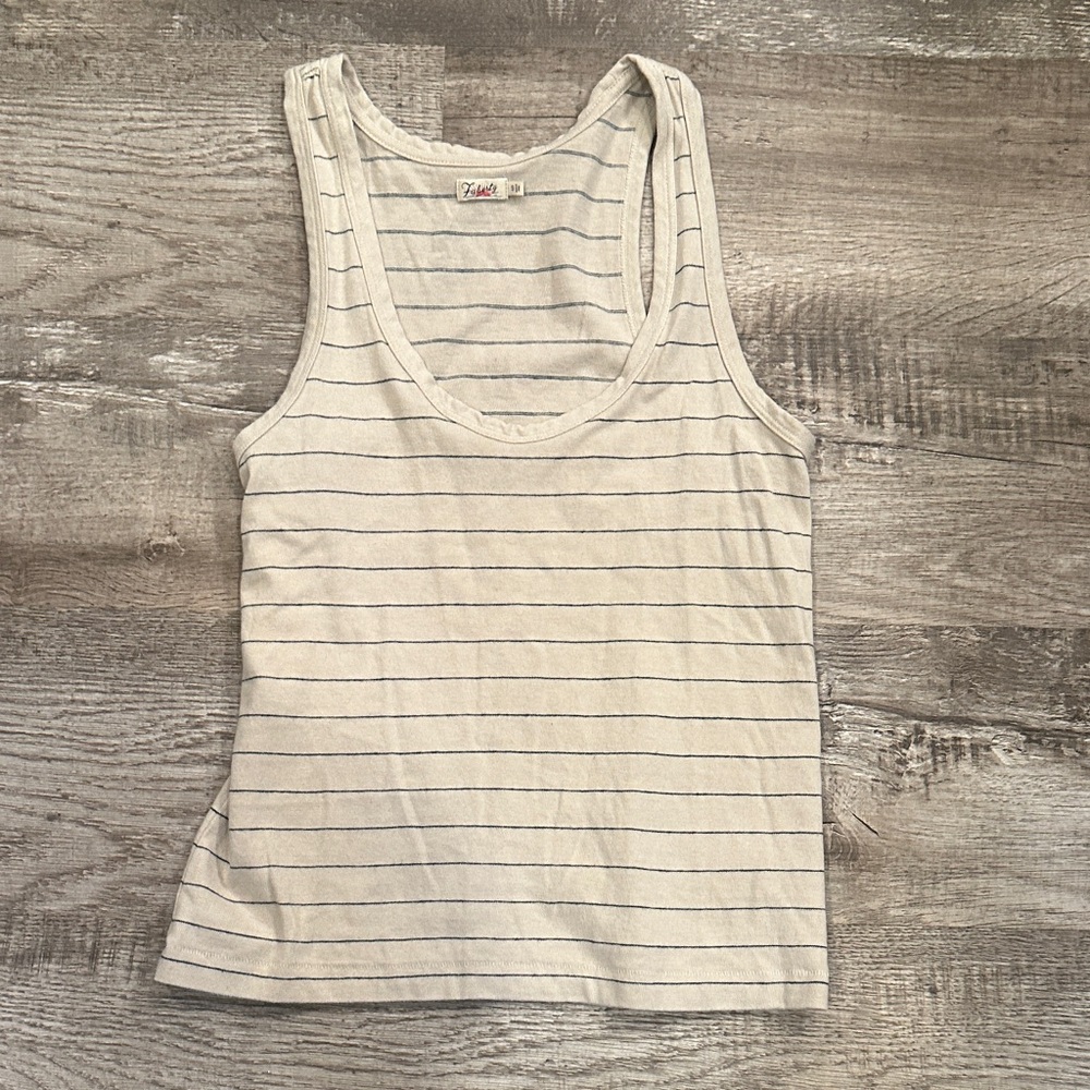 Faherty Women's Blue‎ Whisper Orangic Cotton Blend Small Striped Tank Top